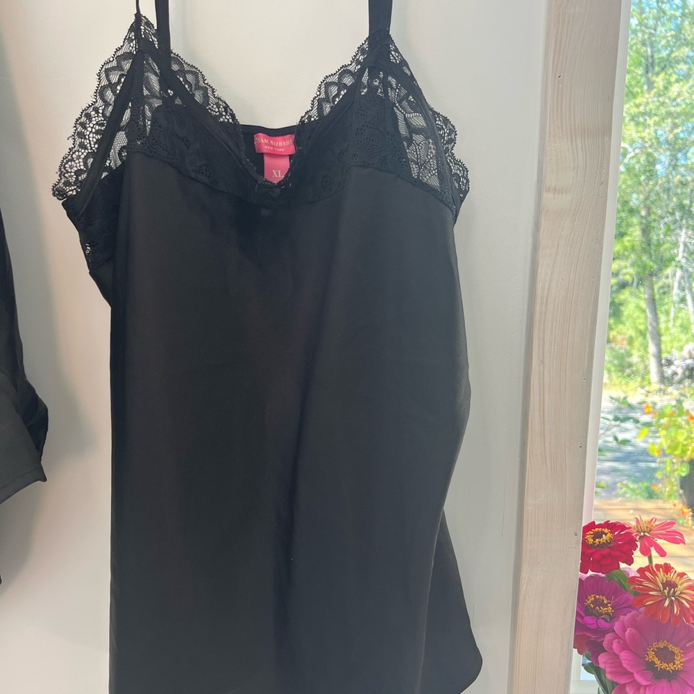 Isaac Mizrahi Black Lace Trim Camisole and shorts set, XL